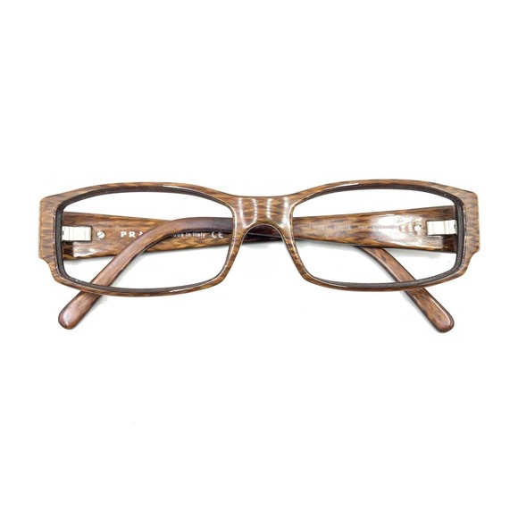 Prada VPR 03H 7BP-1O1 Brown Rectangle Eyeglasses Frames 53-16 135 Italy Designer - Picture 12 of 12